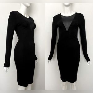 RODEBJER STOCKHOLM BLACK BODYCON DRESS SHEER DETAILS SCANDI DESIGNER SIZE XS